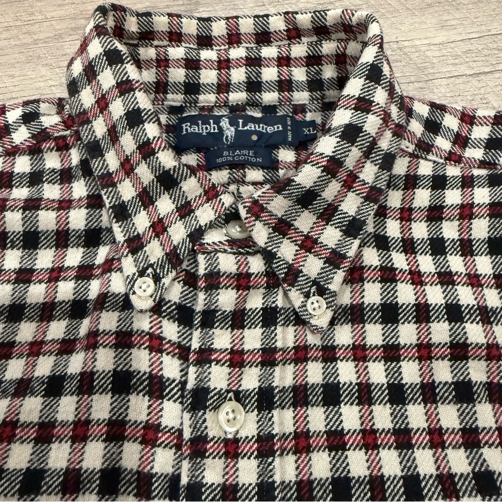 Ralph Lauren Men's Plaid Blaire Cotton Button-Down Flannel Shirt Size XL Vintage